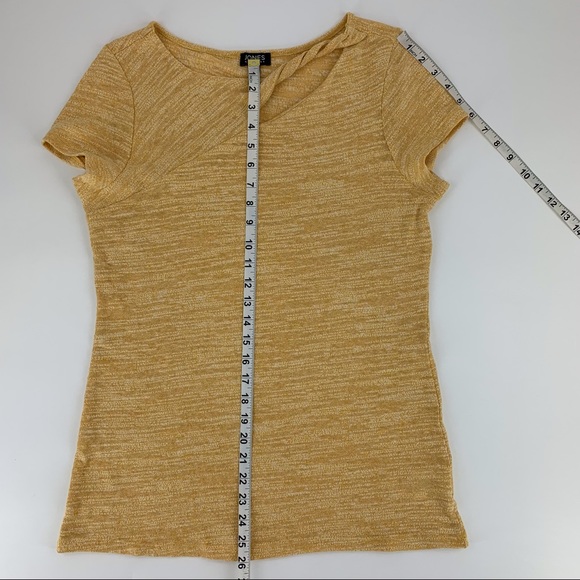 Jones New York Yellow Marled Knit Lightweight Short Sleeve Sweater, Large - Picture 15 of 16